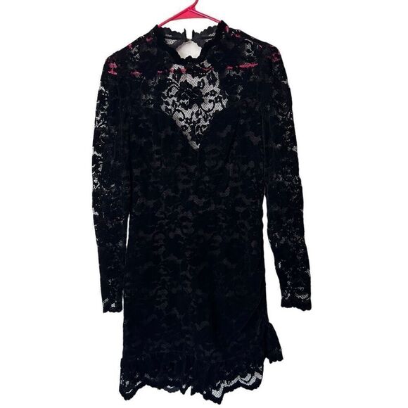 Saylor Revolve Kacey Floral Velvet Lace Back Cutout Mini Dress Black Size Medium - Picture 1 of 11